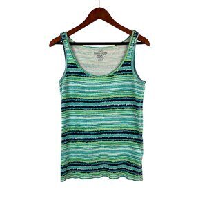 Faded Glory Womens XXL Tank Top Green & Blue Striped Pattern